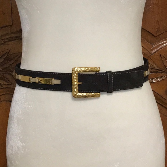 Escada Accessories - Escada Suede And Hammered Metal Buckle